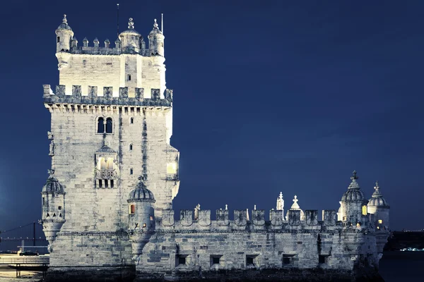 Famous Tower of Belem by night — Stok fotoğraf