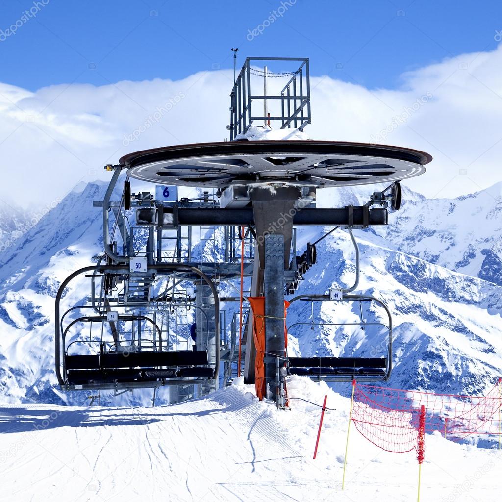 Ski chair-lift arrival