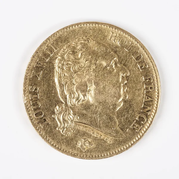 Gold coin with Louis XVIII — Stock Photo, Image