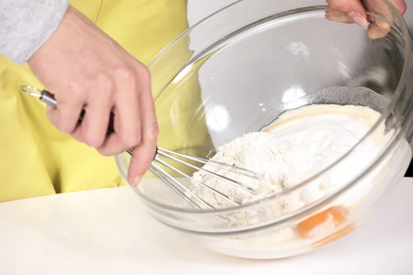 Woman whisking batter — Stock Photo, Image