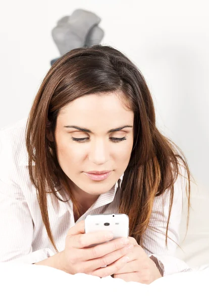 Cute Woman with Smartphone — Stock Photo, Image