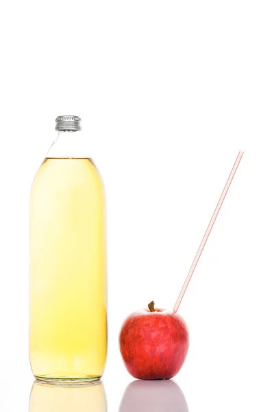 Apple with straw — Stock Photo, Image