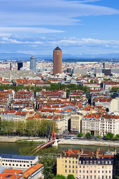 Famosa vista aerea della città di Lione — Foto Stock