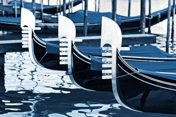 Typical gondolas in venice — Stock Photo, Image