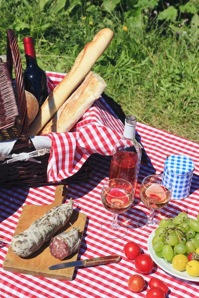 Picknick en wijn — Stockfoto