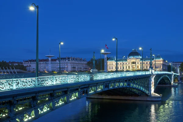 View of famous bridge and University in Lyon — Stock Photo, Image