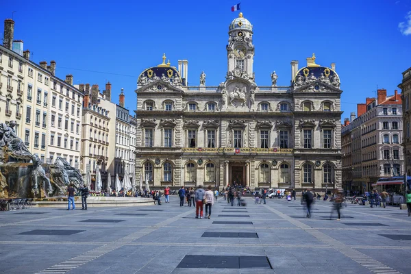 Praça Terreaux na cidade de Lyon — Fotografia de Stock