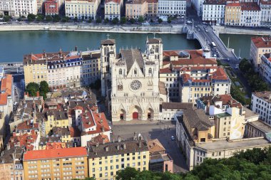 View of Lyon with Saint Jean cathedral clipart
