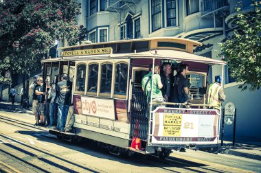 Powell hyde teleferik, ikonik bir turistik, iner bir 