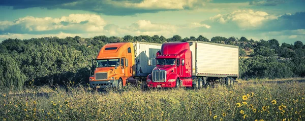 Semi-caminhões na estrada, 25 de setembro de 2012. Estados Unidos . — Fotografia de Stock