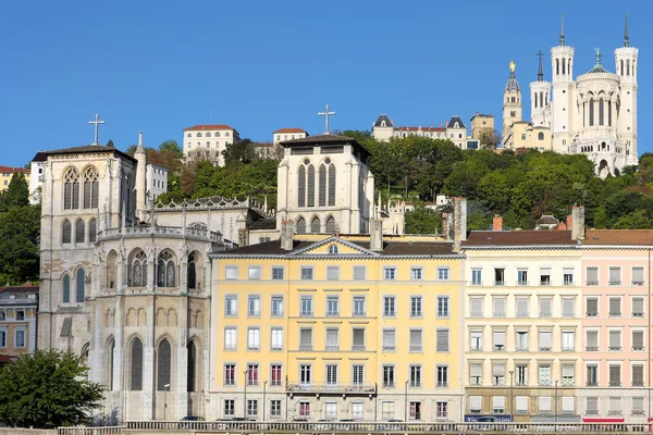 Lyon met basiliek en de kathedraal — Stockfoto