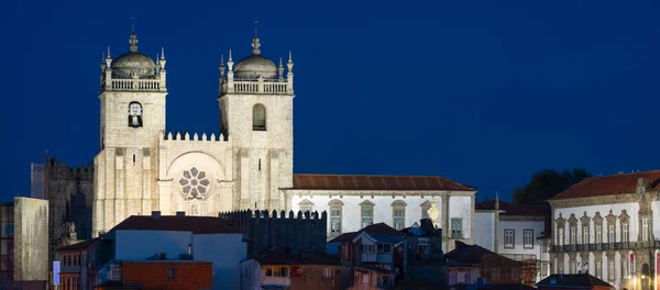 Uitzicht Porto Nachts Portugal Europa — Stockfoto