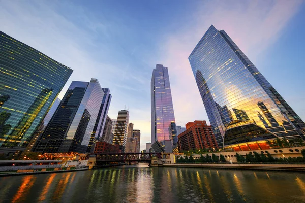 Slavný Pohled Chicago Dopoledních Hodinách Usa — Stock fotografie