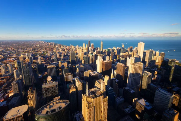 Zicht Chicago Skyline Bij Zonsondergang Usa — Stockfoto