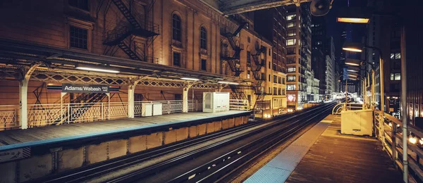 Panoramic View Train Line Chicago Loop Chicago Night Usa — Stockfoto