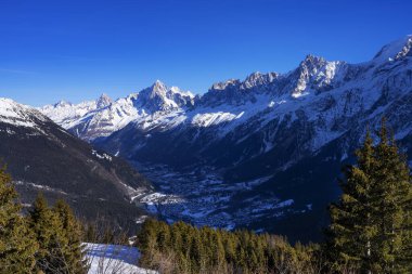 View of Chamonix valley from the mountain, France clipart