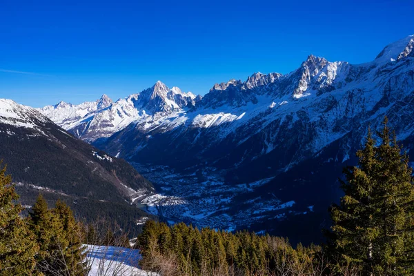 Vista Del Valle Chamonix Desde Montaña Francia — Foto de Stock