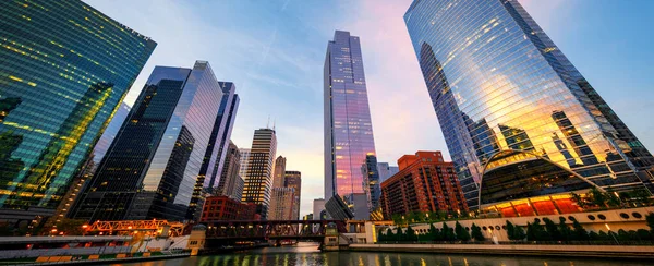 Beroemd Uitzicht Chicago Ochtend Verenigde Staten — Stockfoto