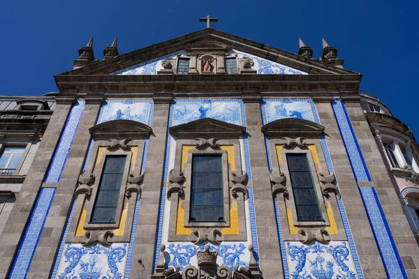 Άποψη Της Διάσημης Πολύχρωμης Παραδοσιακής Πρόσοψης Στο Πόρτο Πορτογαλία — Φωτογραφία Αρχείου