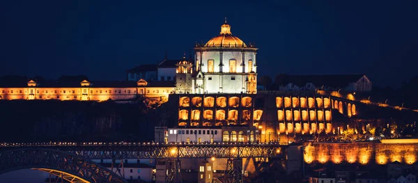 Berühmte Aussicht Porto Bei Nacht Portugal Europa — Stockfoto