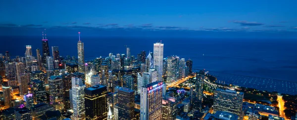 Vista Del Horizonte Chicago Lago Por Noche Estados Unidos — Foto de Stock