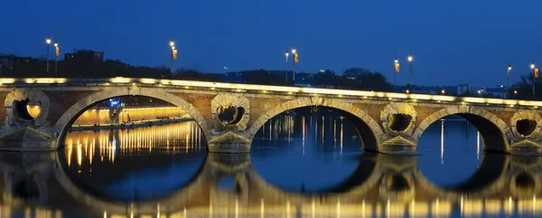 Pont Neuf Toulouse Fransa Gece Görüşü — Stok fotoğraf