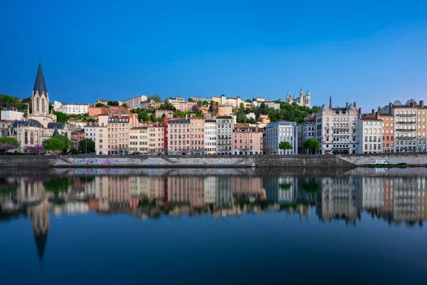 Slavný Výhled Saone Řeka Dopoledních Hodinách Lyon Francie — Stock fotografie