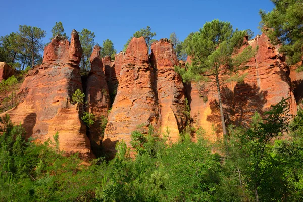 Pohled Slavné Ocres Roussillon Francii Evropa — Stock fotografie