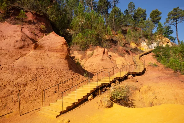 View Stairs Ocres Roussillon France Europe — 图库照片