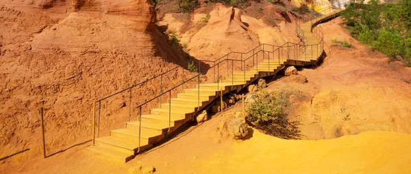 View Stairs Ocres Roussillon France Europe — Stockfoto