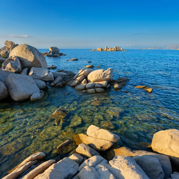 Vertical View Rocks Palombaggia Beach Porto Vecchio Corsica — Fotografia de Stock