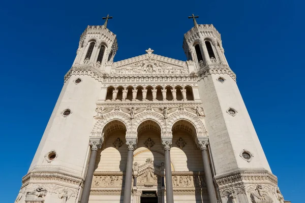 Facade Famous Notre Dame Fourviere Basilica Lyon France — Zdjęcie stockowe