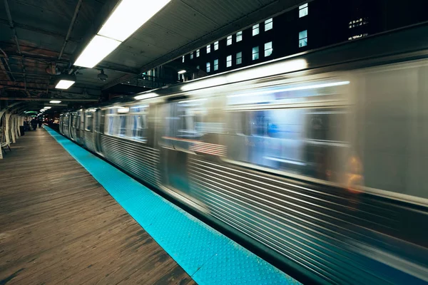 Tåglinje Mot Chicago Loop Chicago Usa — Stockfoto