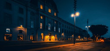 View of famous Grand-Hotel-dieu in Lyon by night, France