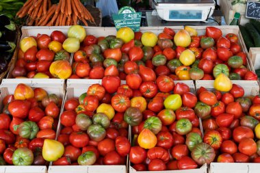 Tomatoes stall in the market of Sanary-sur-mer, France