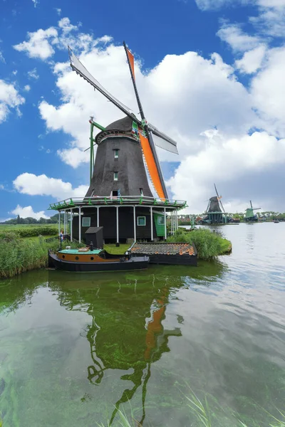 Widok Wiatrak Zaanse Schans Holandia Europa — Zdjęcie stockowe