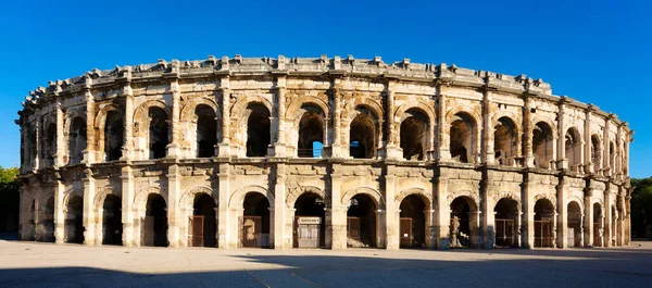 Visa Berömda Amfiteater Morgonen Nimes Frankrike Europa — Stockfoto