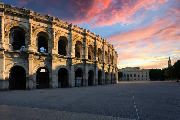 Visa Berömda Amfiteater Morgonen Nimes Stad Frankrike — Stockfoto