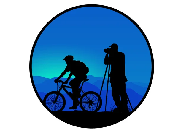Biker and photographer — Stock Photo, Image