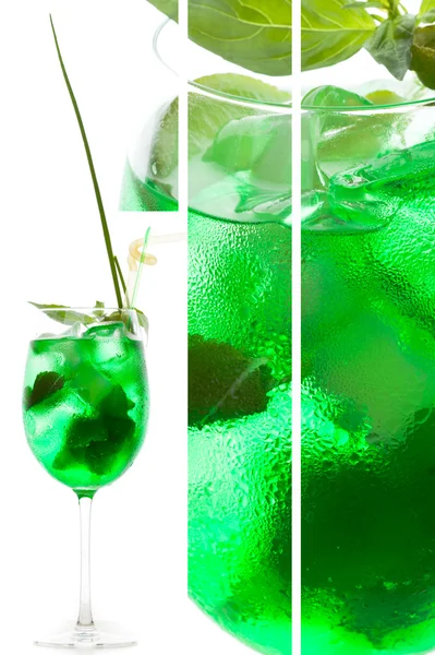 Κοκτέιλ με ασβέστη σε άσπρο φόντο πράσινο — Φωτογραφία Αρχείου