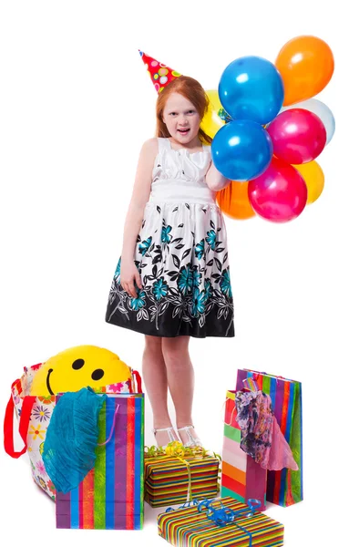 Beetje mooi meisje haar verjaardag viert — Stockfoto