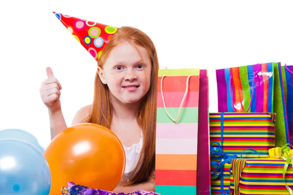 Happy Hardcore rude dziewczyny z balonów i pudełko — Zdjęcie stockowe