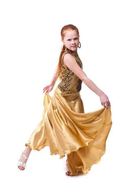 नृत्य खुश छोटी लड़की, सफेद पर अलग — स्टॉक फ़ोटो, इमेज