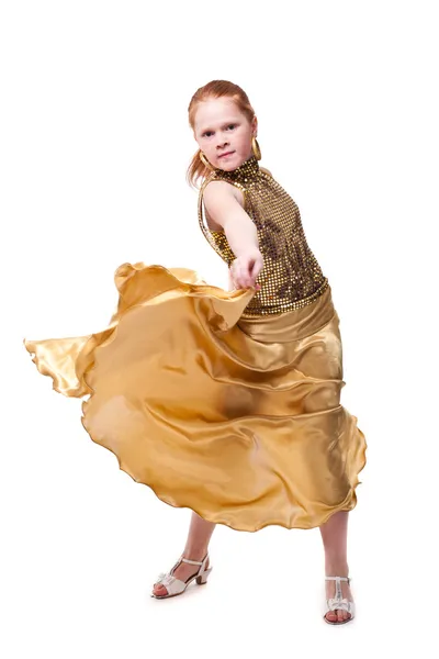 Bailando niña feliz, aislado en blanco —  Fotos de Stock