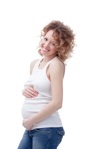 Femme enceinte isolée sur fond blanc — Photo