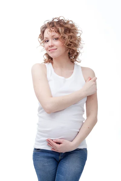 Pregnant woman isoleted on white background — Stock Photo, Image