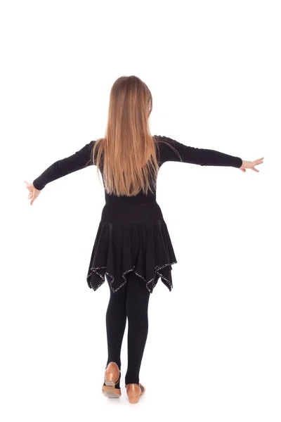 Happy little girl dancing isolated on white background — Stock Photo, Image