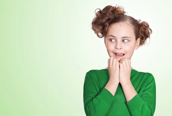 Closeup image of a dreaming beautiful little girl — Stock Photo, Image