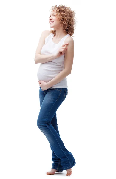 Femme enceinte isolée sur fond blanc — Photo