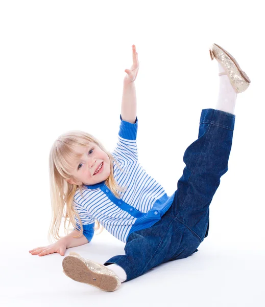 Feliz adorável bebê menina se divertindo — Fotografia de Stock